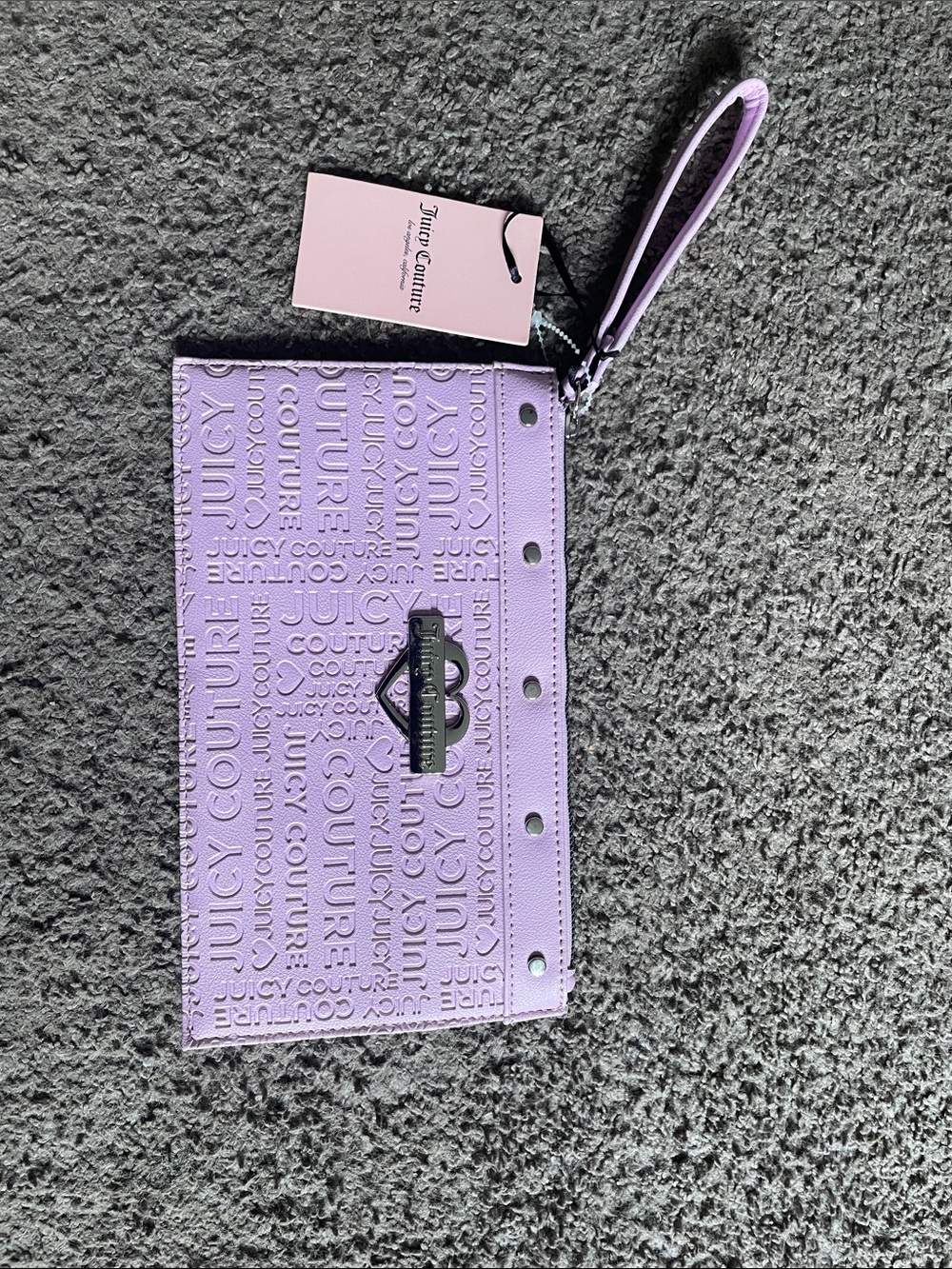 NWT Juicy Couture Lavender Embossed Wristlet Clutch with Logo Hardware